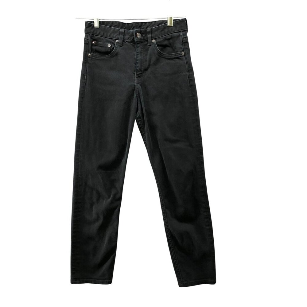 Arket Straight Leg Jeans Womens 26 (2) Black Organic Cotton Stretch Mid Rise